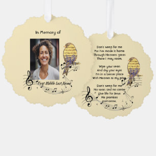 Christian Memorial Keepsake Music Bird Ornament Card