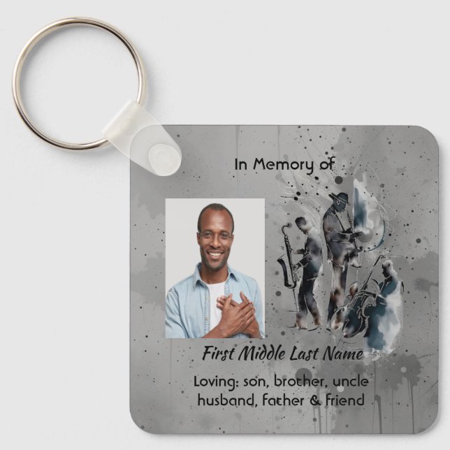 Christian Memorial Keepsake Music Jazz Band Keychain (Front)