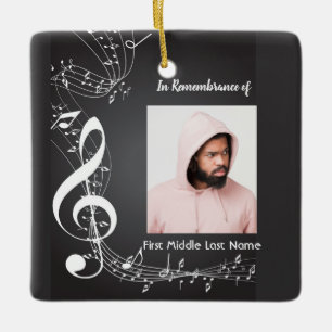 Christian Memorial Keepsake Music Notes background Ceramic Ornament