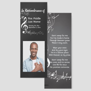 Christian Memorial Keepsake Music Notes Bookmarks