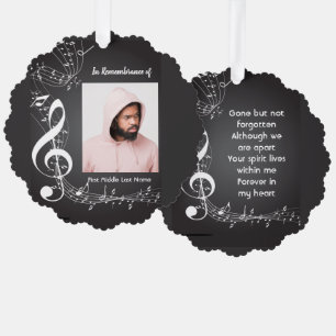 Christian Memorial Keepsake Music Notes  Ornament Card