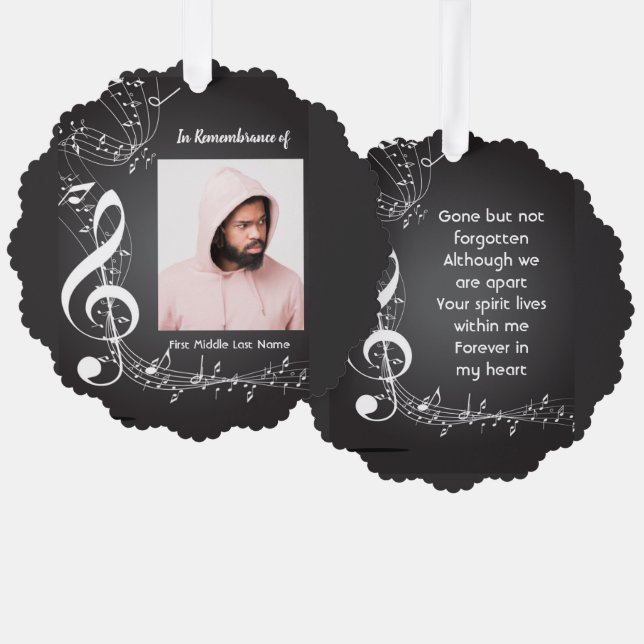 Christian Memorial Keepsake Music Notes  Ornament Card (Front/Back)