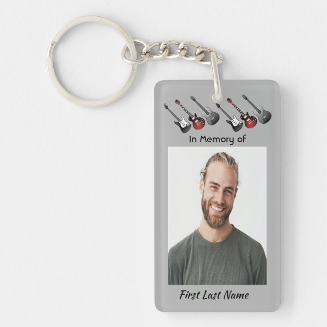 Christian Memorial Keepsake Musician Guitar Music  Keychain (Front)