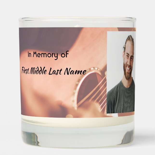 Christian Memorial Keepsake Musician Piano Guitar Scented Candle (Front)