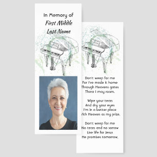 Christian Memorial Keepsake Photo  Piano Musician Bookmarks