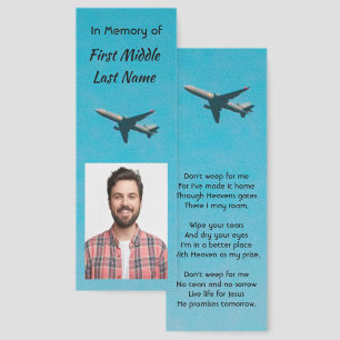 Christian Memorial Keepsake Pilot Airplane Flying Bookmarks