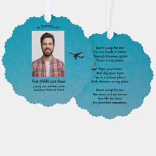 Christian Memorial Keepsake Pilot Airplane Flying Ornament Card