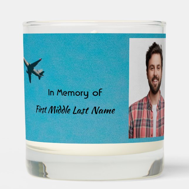 Christian Memorial Keepsake Pilot Airplane Flying Scented Candle (Front)