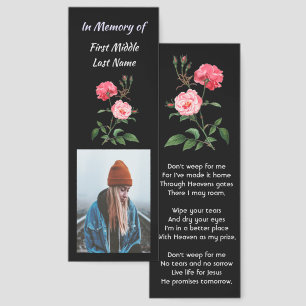 Christian Memorial Keepsake Roses Garden Flowers Bookmarks