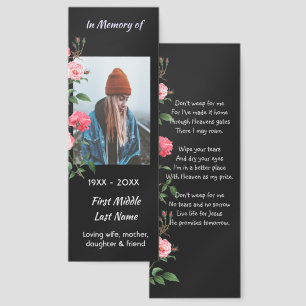 Christian Memorial Keepsake Roses Garden Flowers Bookmarks