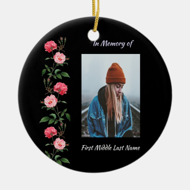 Christian Memorial Keepsake  Roses Garden Flowers Ceramic Ornament (Front)