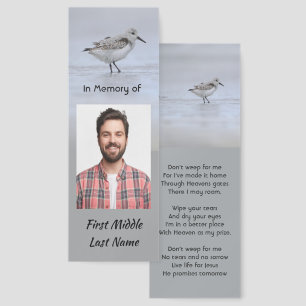 Christian Memorial Keepsake Sandpiper Shore Bird Bookmarks