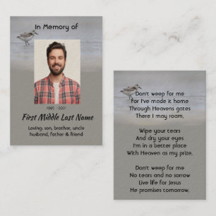 Christian Memorial Keepsake Sandpiper Shore Bird Business Card