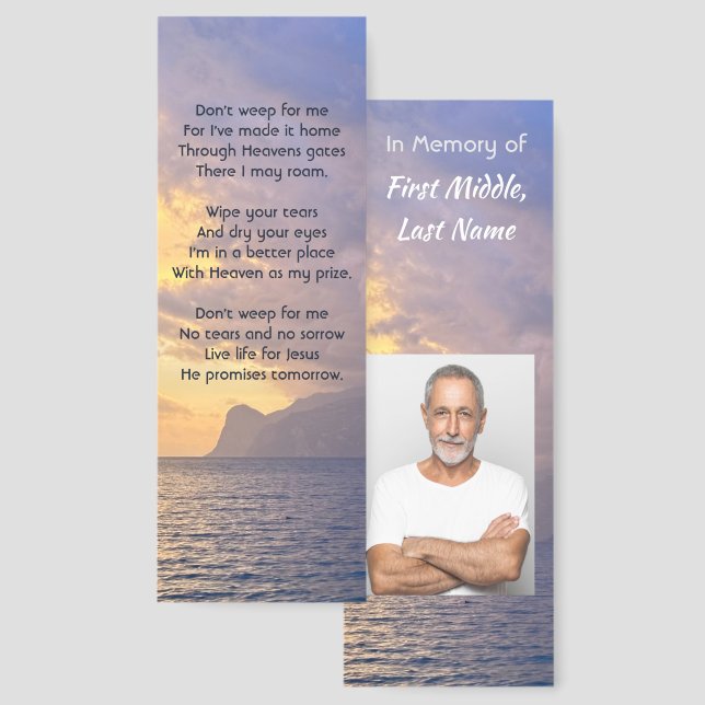 Christian Memorial Keepsake Sea Sky Cloud Island  Bookmarks (Front & Back)
