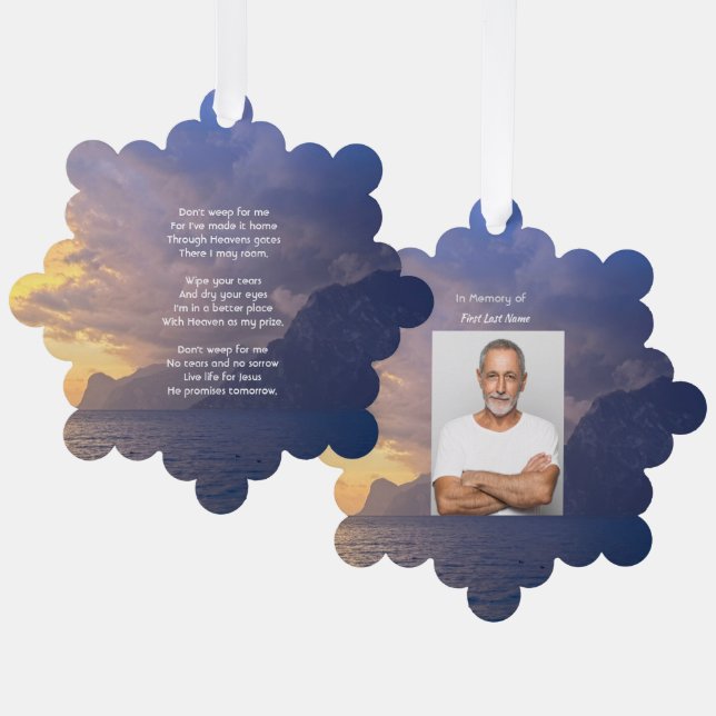 Christian Memorial Keepsake Sea Sky Cloud Island  Ornament Card (Front/Back)