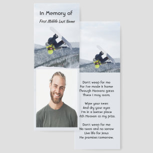 Christian Memorial Keepsake Snowboarding Winter  Bookmarks