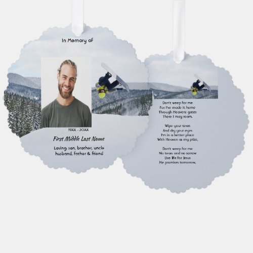 Christian Memorial Keepsake Snowboarding Winter
