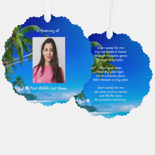 Christian Memorial Keepsake Tropical Beach Exotic