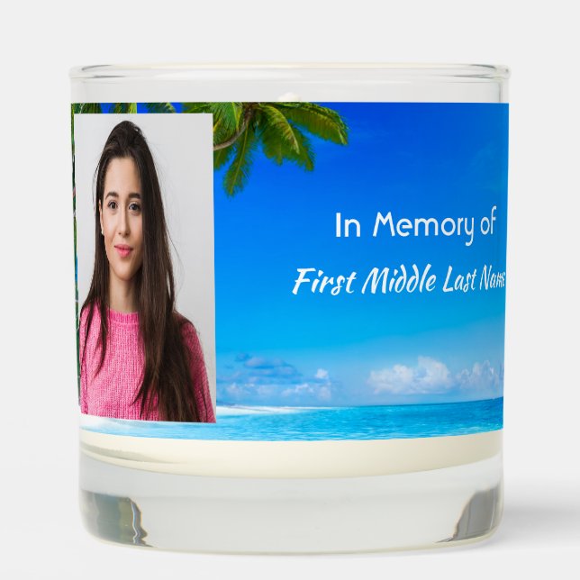 Christian Memorial Keepsake Tropical Beach Exotic Scented Candle (Front)