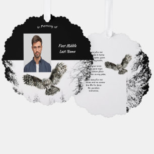 Christian Memorial Keepsake Watercolor Owl Bird Ornament Card