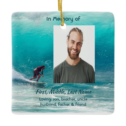Christian Memorial Keepsake  Wave Surfer Water Ceramic Ornament