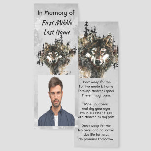 Christian Memorial Keepsake Wolf Wolves Animal art Bookmarks