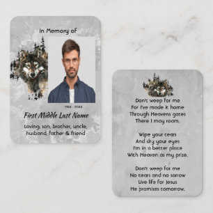 Christian Memorial Keepsake Wolf Wolves Animal art Business Card