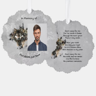 Christian Memorial Keepsake Wolf Wolves Animal art Ornament Card