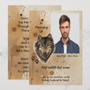 Christian Memorial Keepsake Wolf Wolves Animal Invitation