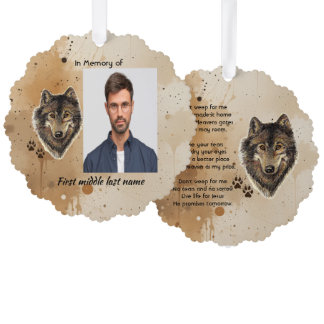 Christian Memorial Keepsake Wolf Wolves Animal Ornament Card
