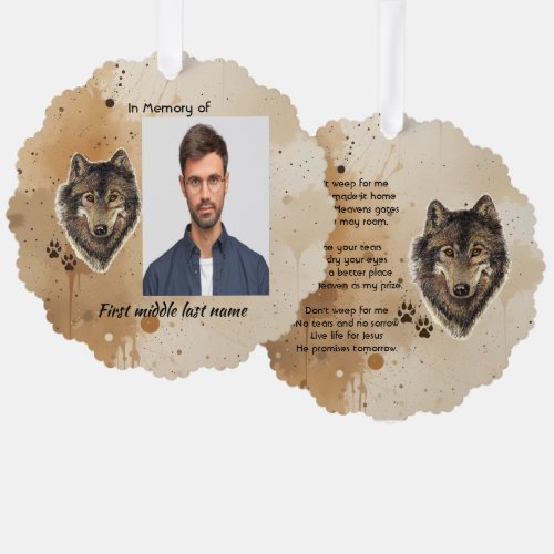 Christian Memorial Keepsake Wolf Wolves Animal