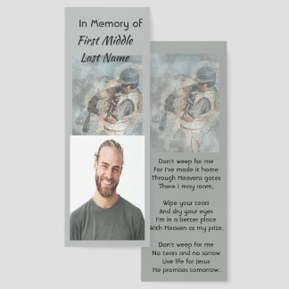 Christian  Memorial Memory Card Baseball Sport Bookmarks