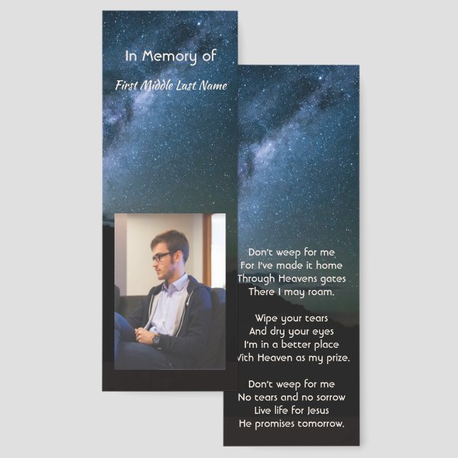 Christian Memorial Milky Way Starry Night Sky Bookmarks (Front & Back)