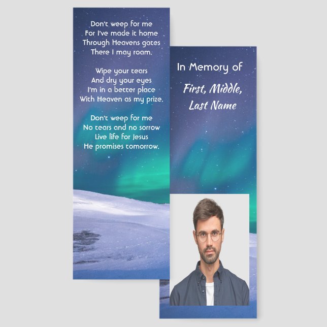 Christian Memorial Northern Lights Aurora Borealis Bookmarks (Front & Back)