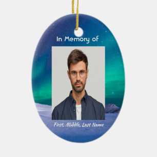 Christian Memorial Northern Lights Aurora Borealis Ceramic Ornament