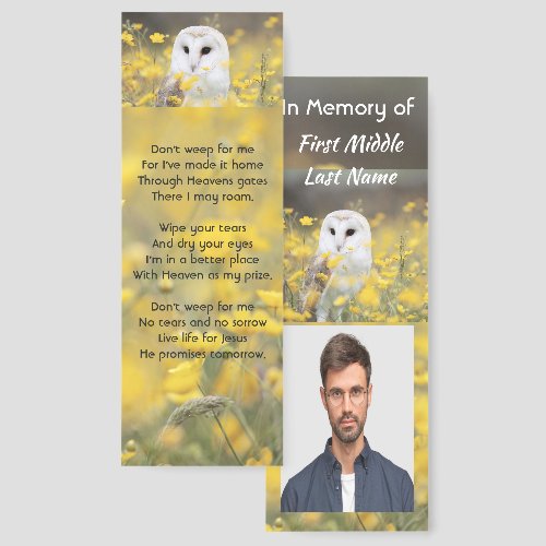 Christian Memorial Photo Barn Owl Bird Ceramic