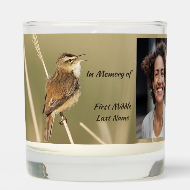 Christian Memorial Photo Bird Garden Nature  Scented Candle (Front)