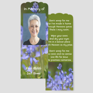 Christian Memorial Photo Bluebell Garden Flowers Bookmarks