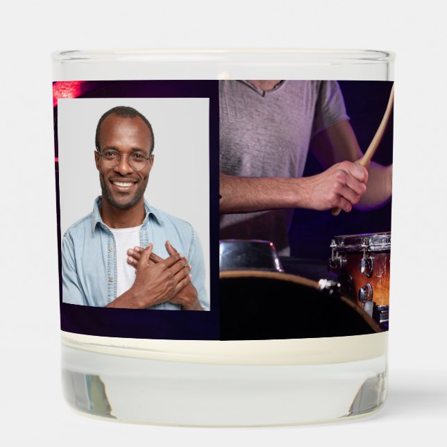 Christian Memorial Photo  Drummer Drums Band  Scented Candle (Left)
