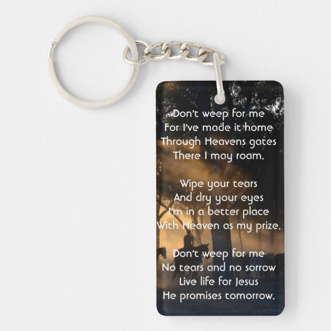 Christian Memorial Photo Forest Trail Walk Horses Keychain (Front)