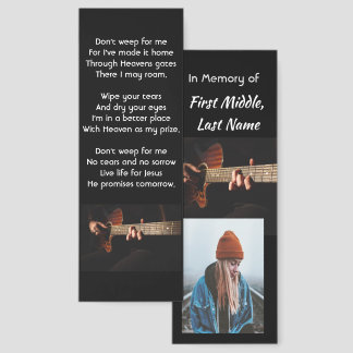 Christian Memorial Photo Guitar Player Music Bookmarks