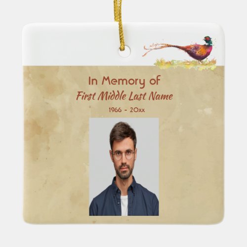 Christian Memorial Photo Invite Pheasant Bird Art