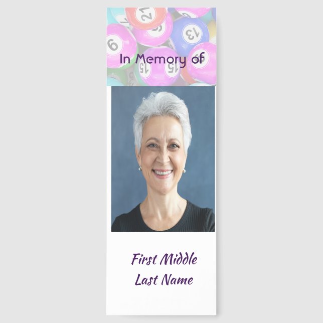 Christian Memorial Photo Keepsake Bingo Game  Bookmarks (Front)