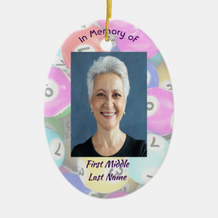 Christian Memorial Photo Keepsake Bingo Game Ceramic Ornament