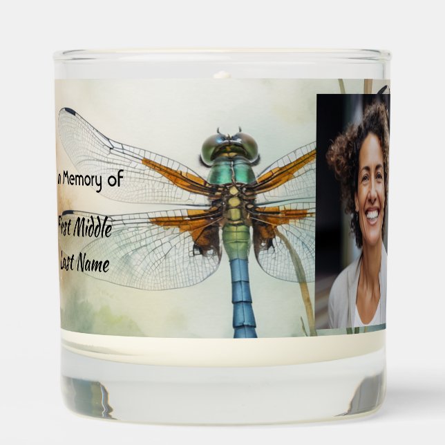 Christian Memorial Photo Keepsake Dragonfly Scented Candle (Front)