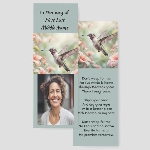 Christian Memorial Photo Keepsake Hummingbird