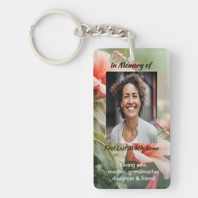 Christian Memorial Photo Keepsake Hummingbird Keychain (Front)