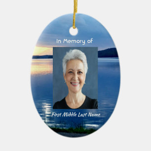 Christian Memorial Photo Lake Sunrise Nature Ceramic Ornament