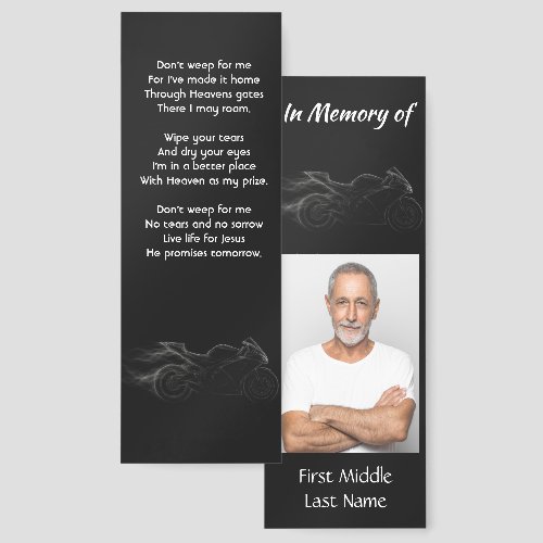 Christian Memorial Photo Motorcycle Biker Bookmarks