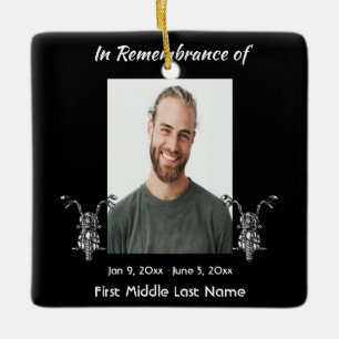 Christian Memorial Photo Motorcycle Biker  Ceramic Ornament